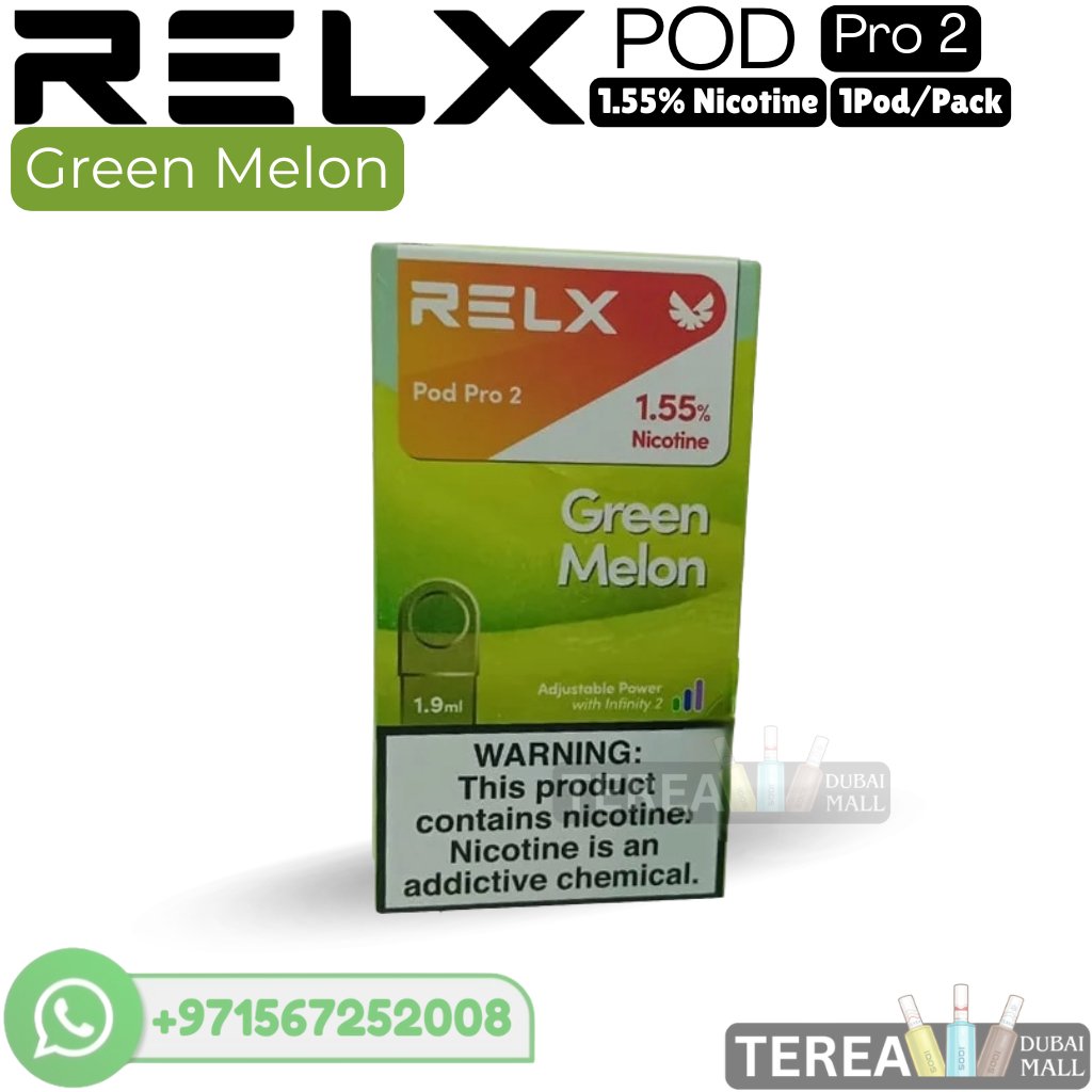 Buy RELX Green Melon Pro 2 Pod 3% Nicotine – 1 Piece/Pack in Dubai Buy RELX Green Melon Pro 2 Pod 3% Nicotine – 1 Piece/Pack in Dubai