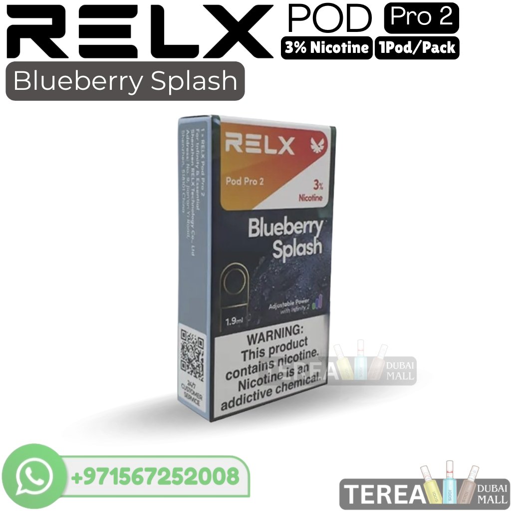 Buy RELX Blueberry Splash Pro 2 Pod 3% Nicotine – 1 Piece/Pack in Dubai Buy RELX Blueberry Splash Pro 2 Pod 3% Nicotine – 1 Piece/Pack in Dubai