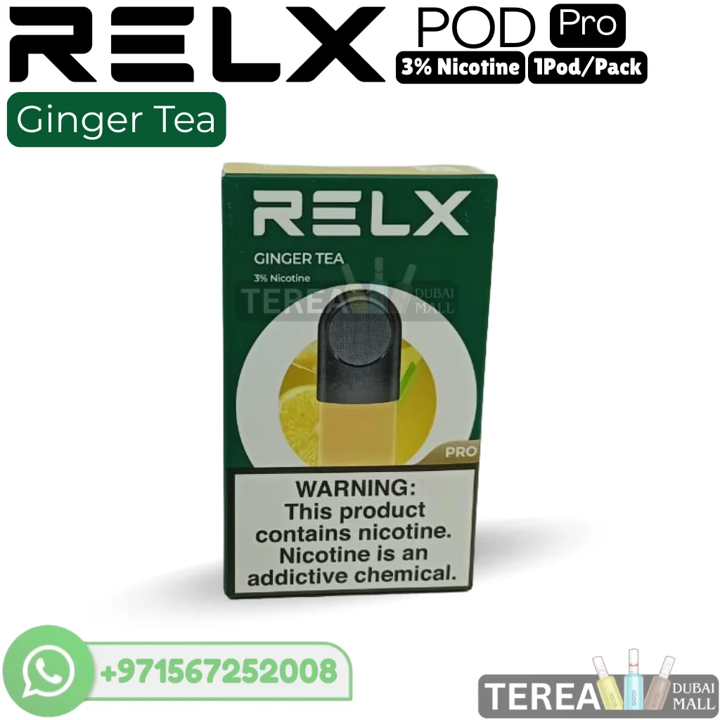 Buy RELX Ginger Tea Pod Pro (3% Nicotine) 1 Piece/Pack in Dubai RELX Ginger Tea Pod Pro (3% Nicotine) 1 Piece/Pack in Dubai