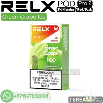 RELX Green Grape Ice Pod Pro 2 (3% Nicotine) 1 Piece/Pack in Dubai