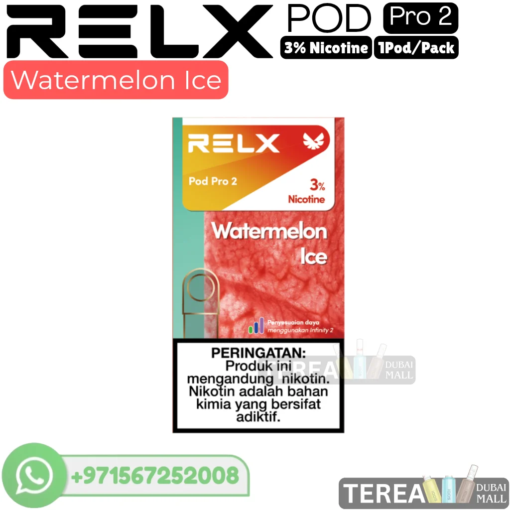 Buy RELX Watermelon Ice Pod Pro 2 (3% Nicotine) 1 Pod/Pack in Dubai RELX Watermelon Ice Pod Pro 2 (3% Nicotine) 1 Pod/Pack in Dubai