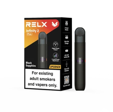RELX Black Sapphire Infinity 2 Plus Box Contains