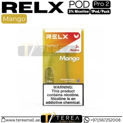 Buy RELX Mango Pro 2 Pod 3% Nicotine – 1 Piece/Pack in Dubai