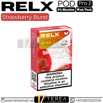 Buy RELX Strawberry Burst Pro 2 Pod 3% Nicotine – 1 Piece/Pack in Dubai