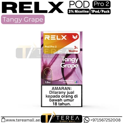 Buy RELX Tangy Grape Pro 2 Pod 3% Nicotine – 1 Piece/Pack in Dubai